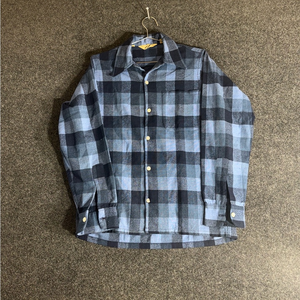 Woolrich Plaid Wool Shirt Small Blue Black